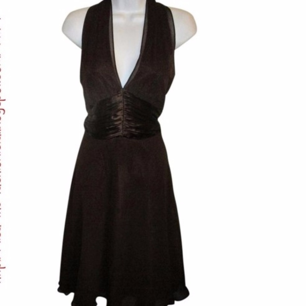 Donna Morgan Stunning Brown Silk Chiffon Dress 10